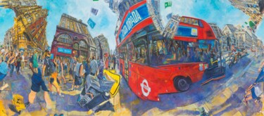 Peinture intitulée "redbusesb.jpg" par Chin Kong Yee, Œuvre d'art originale, Huile