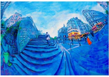 Malerei mit dem Titel "Paris cafe" von Chin Kong Yee, Original-Kunstwerk