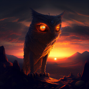 Digital Arts titled "Seer Owl" by China Alicia Rivera, Original Artwork, AI generated image