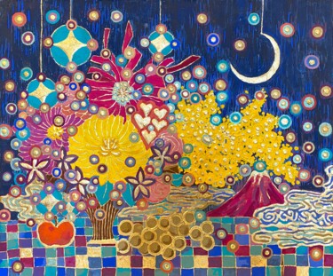Картина под названием "SERENITY" - Chiori Ohnaka, Подлинное произведение искусства, Акрил Установлен на Деревянная панель