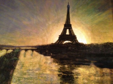 Schilderij getiteld "Tour Eiffel à l'aube" door Chiori Ohnaka, Origineel Kunstwerk, Acryl