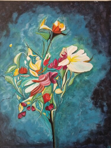 Pintura intitulada "Flos florum" por Chloé R, Obras de arte originais, Óleo Montado em Armação em madeira