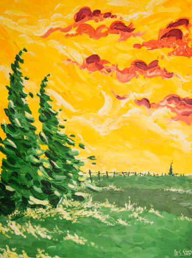 Painting titled "Field of Grace" by Chong, Original Artwork, Acrylic Mounted on Wood Stretcher frame