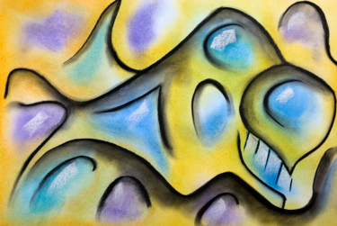Malerei mit dem Titel "Haifisch - abstrakt" von Chris Schäfer, Original-Kunstwerk, Pastell