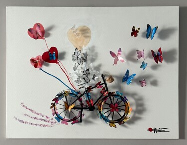 Painting titled "Le vélo" by Chris Guerin, Original Artwork, Acrylic