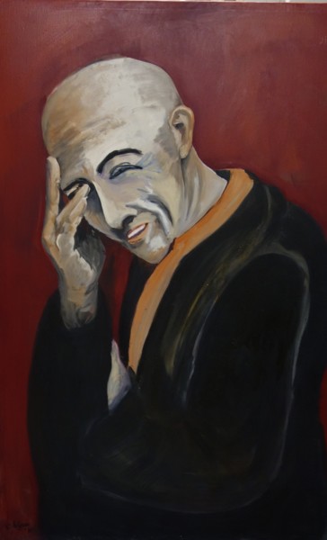 Peinture intitulée "The Monk" par Chris Le Guen Drianne, Œuvre d'art originale, Huile Monté sur Châssis en bois