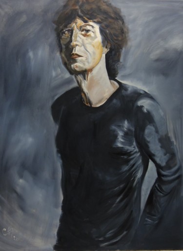 Peinture intitulée "Mick Jagger" par Chris Le Guen Drianne, Œuvre d'art originale, Huile Monté sur Châssis en bois