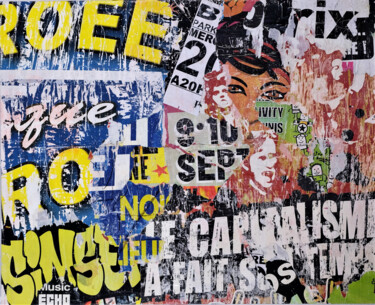 Kolaże zatytułowany „Capitalisme” autorstwa Chriso, Oryginalna praca, Kolaże Zamontowany na Drewniana rama noszy