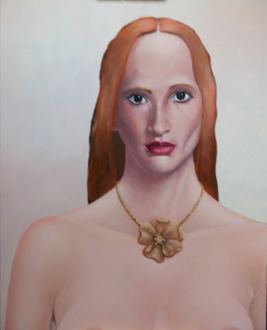 Schilderij getiteld "red haired girl wit…" door Christopher Skelton, Origineel Kunstwerk, Olie