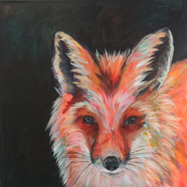 Painting titled "Foxi" by Christa Riemann, Original Artwork, Acrylic Mounted on Wood Stretcher frame