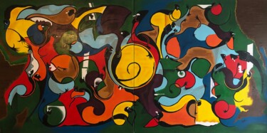 Painting titled "Les Méandres 3" by Christian Bokenga, Original Artwork, Acrylic