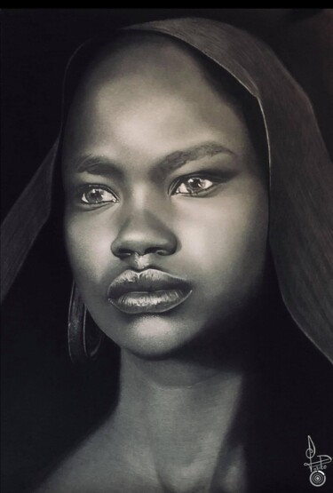 제목이 "L’éthiopienne"인 미술작품 Christel David로, 원작, 숯