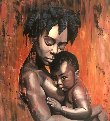 Pintura intitulada "Maternité" por Christel David, Obras de arte originais, Acrílico