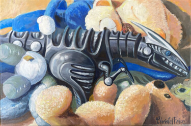 Pintura titulada "Le singe bleu terra…" por Christel Fréon, Obra de arte original, Acrílico Montado en Bastidor de camilla d…