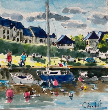 Painting titled "Finistère" by Christele Rondot, Original Artwork, Watercolor