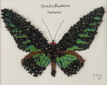 Collages titled "Papillon "Papilio B…" by Christelle Hayez, Original Artwork, Collages