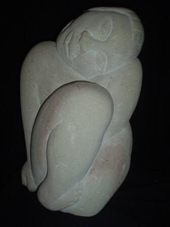 Sculpture titled "femme assise" by Christelle Julia, Original Artwork, Stone