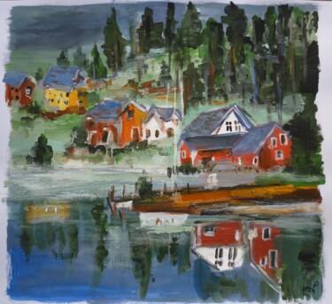 Painting titled "Norvège 1" by Christelle Veron Cherbonnier, Original Artwork, Acrylic
