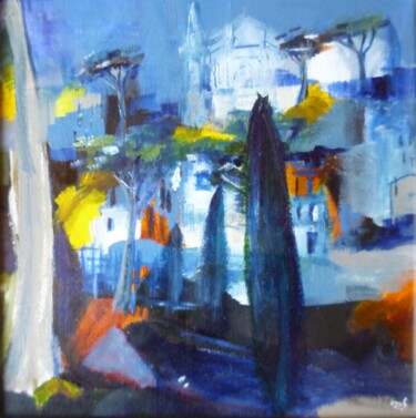 Painting titled "Les hauteurs de Flo…" by Christelle Veron Cherbonnier, Original Artwork, Acrylic