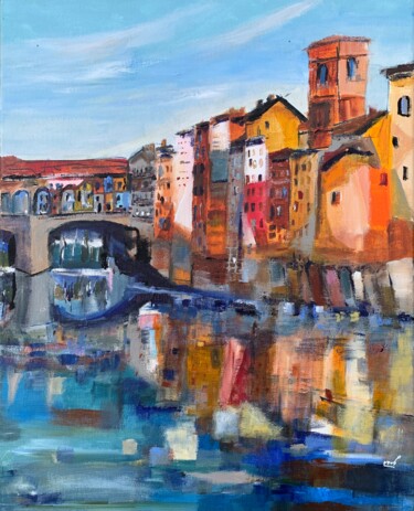 Painting titled "Firenze 3" by Christelle Veron Cherbonnier, Original Artwork, Acrylic Mounted on Wood Stretcher frame