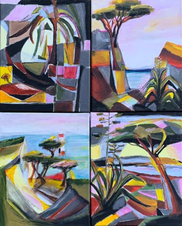 제목이 "Regarder le soleil…"인 미술작품 Christelle Veron Cherbonnier로, 원작, 아크릴 나무 들것 프레임에 장착됨