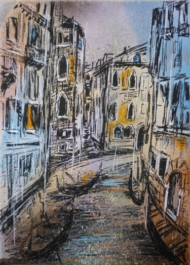Peinture intitulée "Venise canal 1" par Christelle Veron Cherbonnier, Œuvre d'art originale