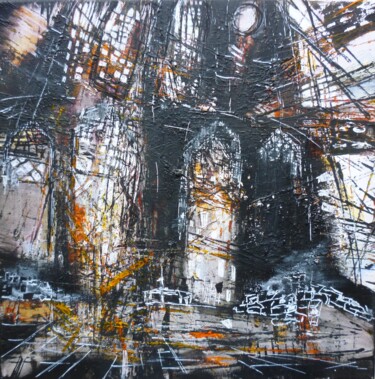 Painting titled "Notre Dame de Reims…" by Christelle Veron Cherbonnier, Original Artwork, Acrylic