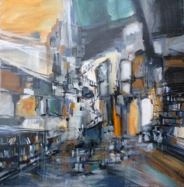 Schilderij getiteld "Boston bookshop" door Christelle Veron Cherbonnier, Origineel Kunstwerk, Anders