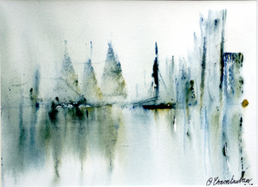 Painting titled "La baie d'Aigues Mo…" by Christel Montauban, Original Artwork, Watercolor