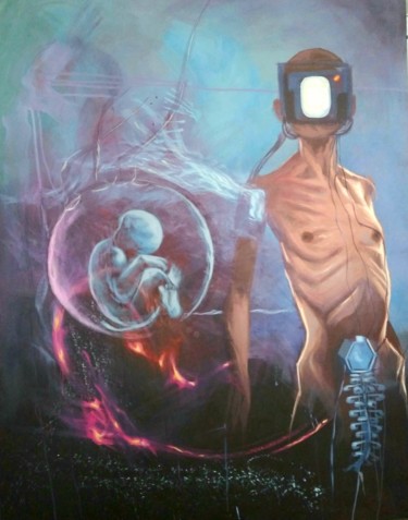 Pintura titulada "Vision du transhuma…" por Christ Fabien Touboui, Obra de arte original, Acrílico