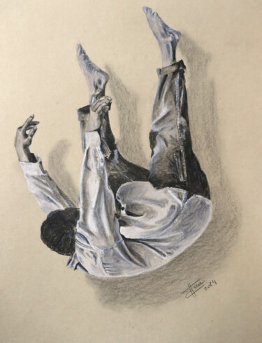 Drawing titled "chute" by Christian Assel, Original Artwork, Conté