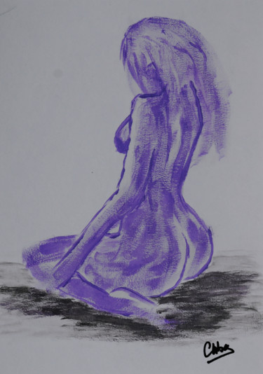 Schilderij getiteld "Dos nu violet" door Christian Bailly-Grandvaux, Origineel Kunstwerk, Acryl