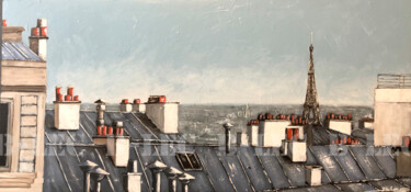 Pittura intitolato "Les toits de Paris" da B-Lec, Opera d'arte originale, Acrilico Montato su Telaio per barella in legno