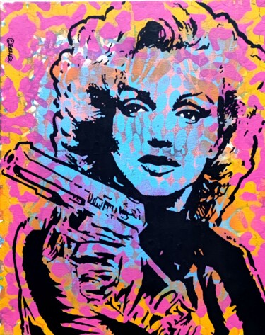 Pittura intitolato ""Marilyn"" da Christian Berger, Opera d'arte originale, Acrilico Montato su Telaio per barella in legno