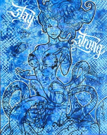 Картина под названием "Mermaid / stay stro…" - Christian Berger, Подлинное произведение искусства, Акрил Установлен на Дерев…