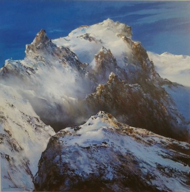 Pintura intitulada "majestueuse montagne" por Christian Bessede, Obras de arte originais, Óleo