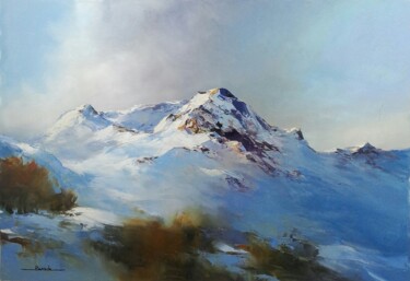 Painting titled "Paysage montagne 15" by Christian Bessede, Original Artwork, Oil