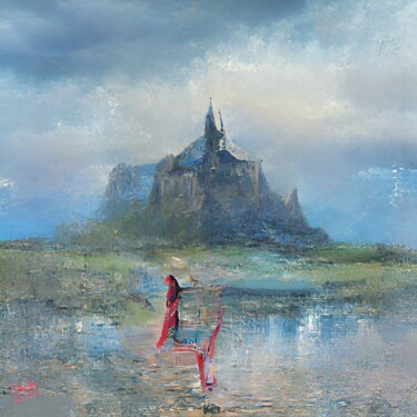 Painting titled "MARÉE BASSE AU MONT…" by Christian Bucher, Original Artwork, Acrylic Mounted on Wood Stretcher frame