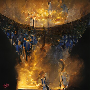 Ζωγραφική με τίτλο "THE OLYMPIC CAULDRO…" από Christian Bucher, Αυθεντικά έργα τέχνης, Ακρυλικό Τοποθετήθηκε στο Ξύλινο φορε…