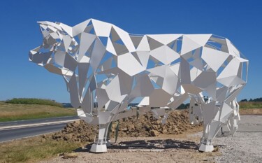 Escultura titulada "LE GRAND CHAROLAIS…" por Christian Choquet, Obra de arte original, Metales