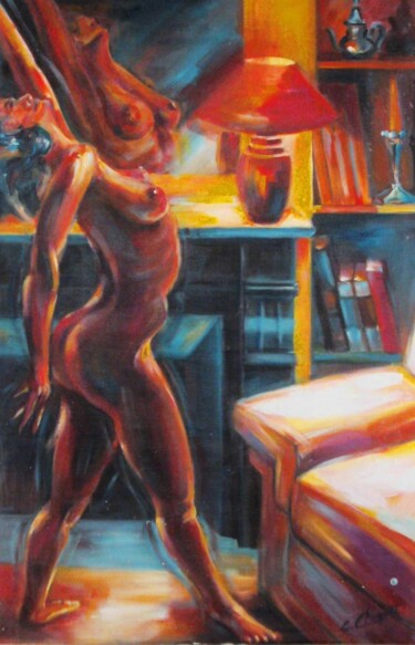 Ζωγραφική με τίτλο "Danseuse Métisse Nue" από Christian Choquet, Αυθεντικά έργα τέχνης, Ακρυλικό