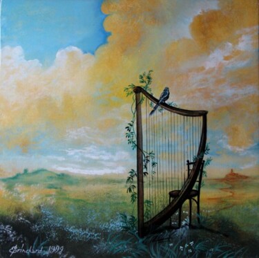Картина под названием "la harpe oubliée" - Christian Eprinchard, Подлинное произведение искусства, Масло