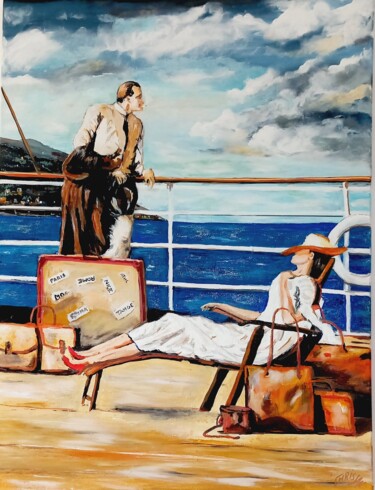 Peinture intitulée "TRANSATLANTIQUE LA…" par Christian Garnier, Œuvre d'art originale, Acrylique Monté sur Châssis en bois