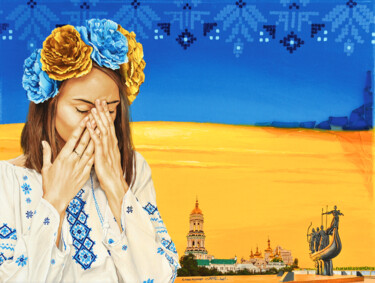 Картина под названием "Слава Українi!!!" - Christian Girault, Подлинное произведение искусства, Масло Установлен на Деревянн…