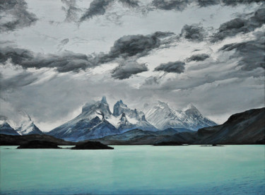 「Cuernos del Paine (…」というタイトルの絵画 Christian Giraultによって, オリジナルのアートワーク, オイル ウッドストレッチャーフレームにマウント