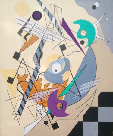 Pintura titulada "Abstraction géométr…" por Christian Grezel, Obra de arte original, Acrílico