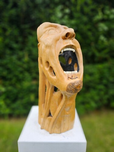 Sculpture titled "ENOUGH" by Christian Koller (Artc), Original Artwork, Wood