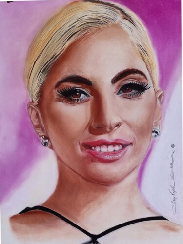 Drawing titled "Lady Gaga" by Christian Leroy Napoli, Original Artwork, Pastel