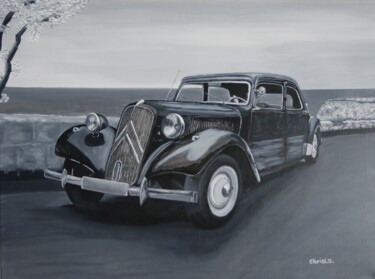 Painting titled "La traction" by Christian Lopez (Chrislo), Original Artwork, Oil