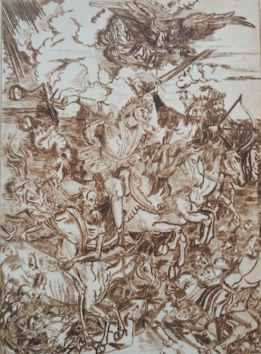 Gravures & estampes intitulée "Cavaliers de l'Apoc…" par Christian Nouyrigat, Œuvre d'art originale, Gravure